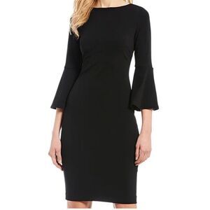Calvin Klein Black Bell Sleeve Sheath Dress 4 Small